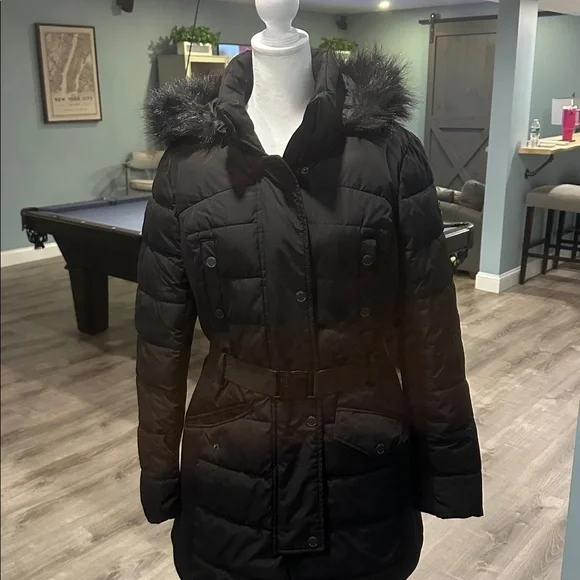 Michael kors Women's Black Puffer Jacket with Faux Fur Hood - Picture 1 of 7